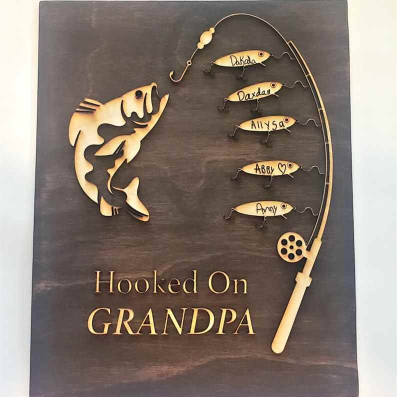 Hooked on Grandpa Daddy Father's Day Personalised Fishing Trip Gift For Him