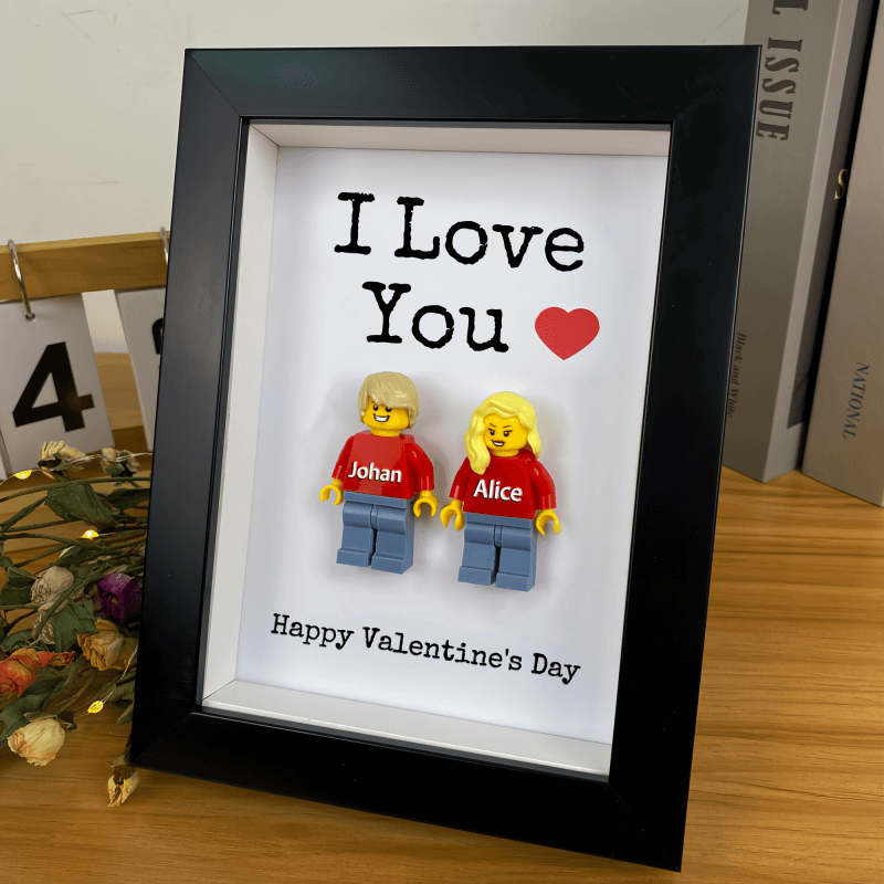 Personalised Couple Name Figures With Frame For Valentine's Day Gift Ideas