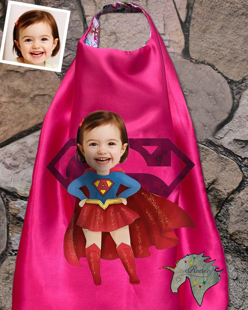 Custom Super Hero Photo Cape For Girl Birthday Party Christmas Gift