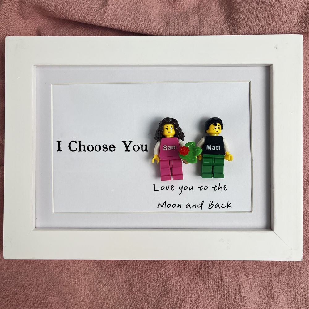 Custom Name Tiny Figure With Frame For Him Valentine's Day Gift Ideas