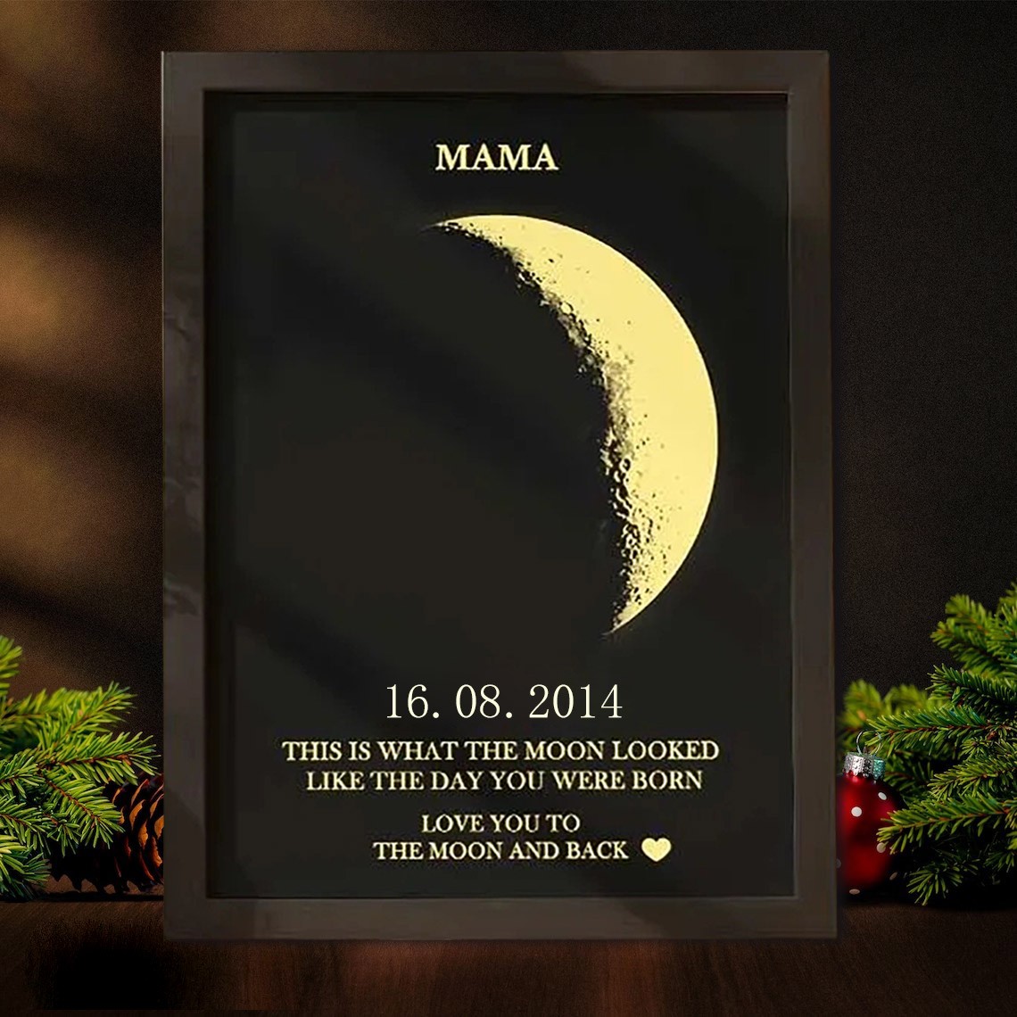 Custom Moon Phase Photo Wood Sign Warm Gift For Mother's Day