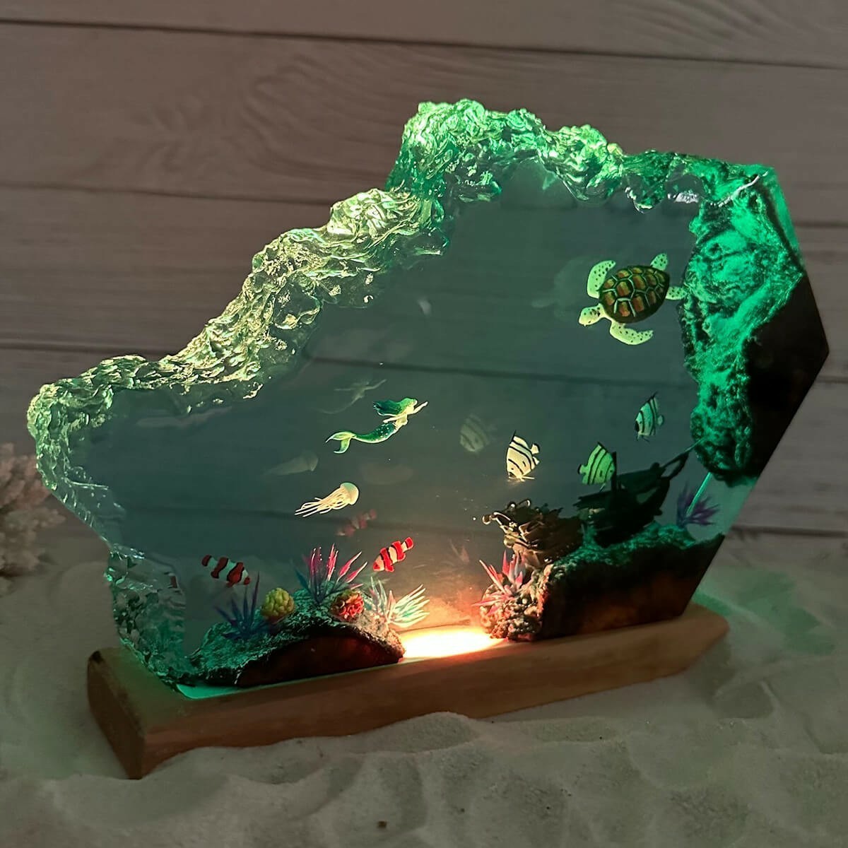 Mermaid and Turtle Resin Night Light Christmas Gift