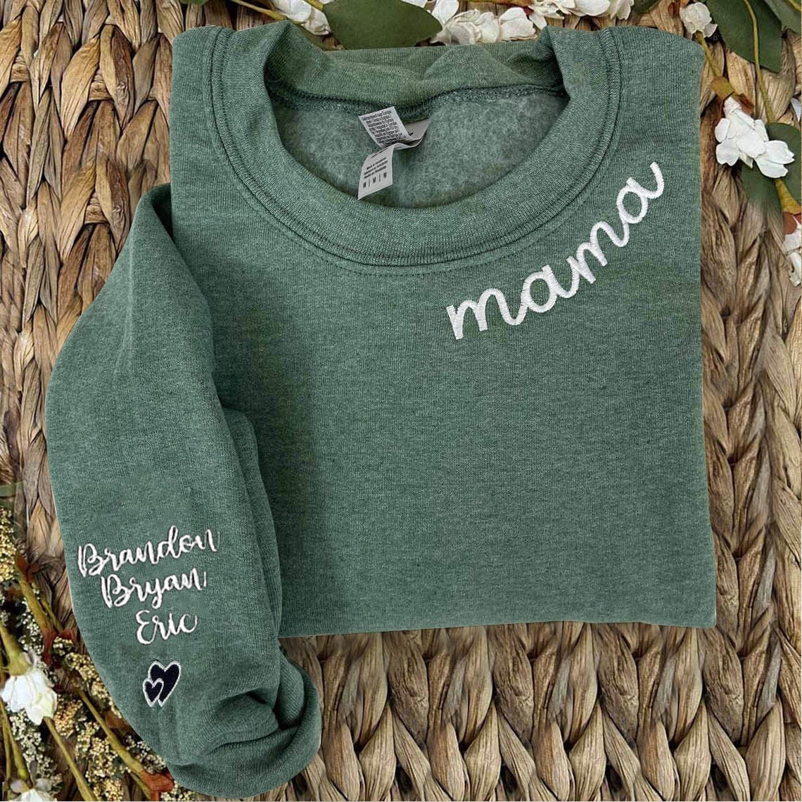 Custom Mama Embroidered Sweatshirt Hoodie with Kids Names For Mother's Day Gift Ideas