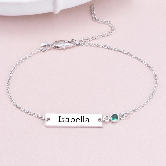 Personalised Adjustable Birthstone Engraved Name Anklets