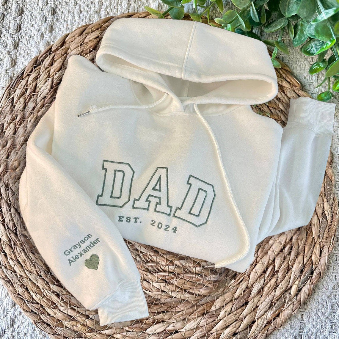 Custom Embroidered Dad Sweatshirt Hoodie with Kids Names For Father's Day Gift Ideas