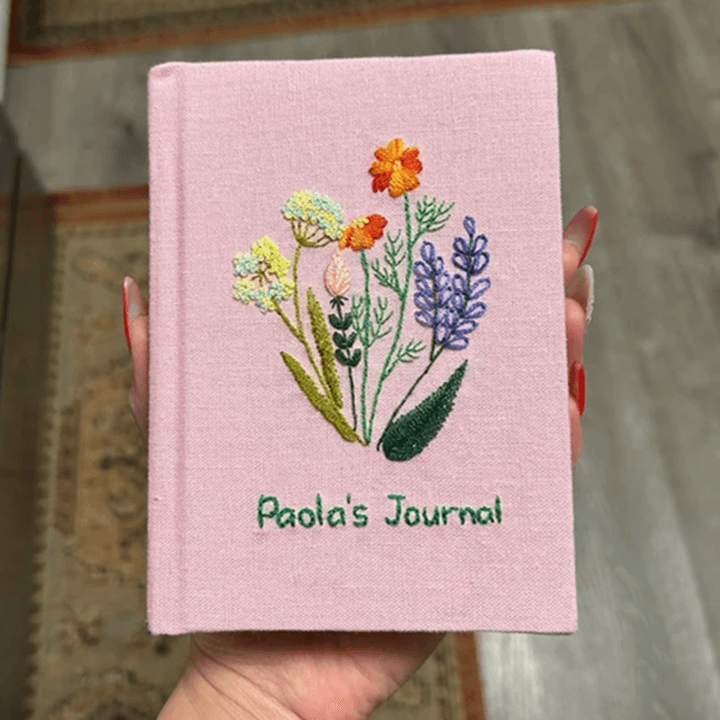 Custom Journal Embroidered Floral Notebook Keepsake Gift