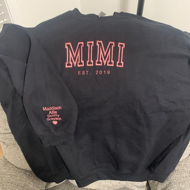 Custom Embroidered Mama Sweatshirt Hoodie with Kids Names For Mother's Day Gift Ideas