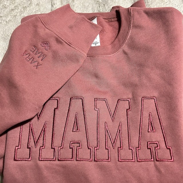 Custom Embroidered Mama Sweatshirt Hoodie with Kids Names For Mother's Day Gift Ideas