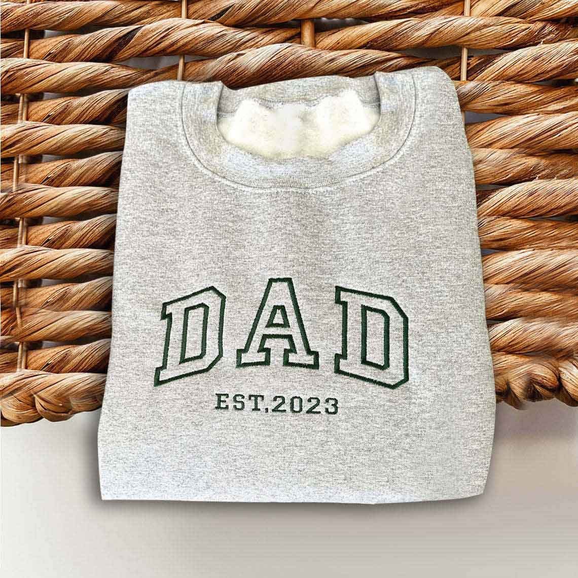 Custom Embroidered Dad Sweatshirt Hoodie with Kids Names For Father's Day Gift Ideas