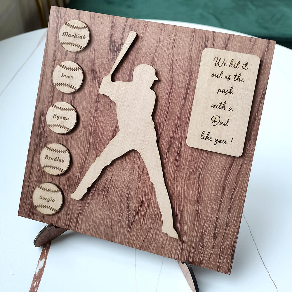 Personalised Baseball Plaque With 1-8 Names Engraved Father's Day Gift