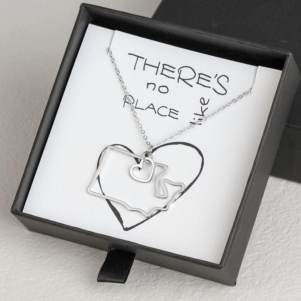 Personalized Gift for Her Home State Outline Best Friend Necklace There Is No Place Like