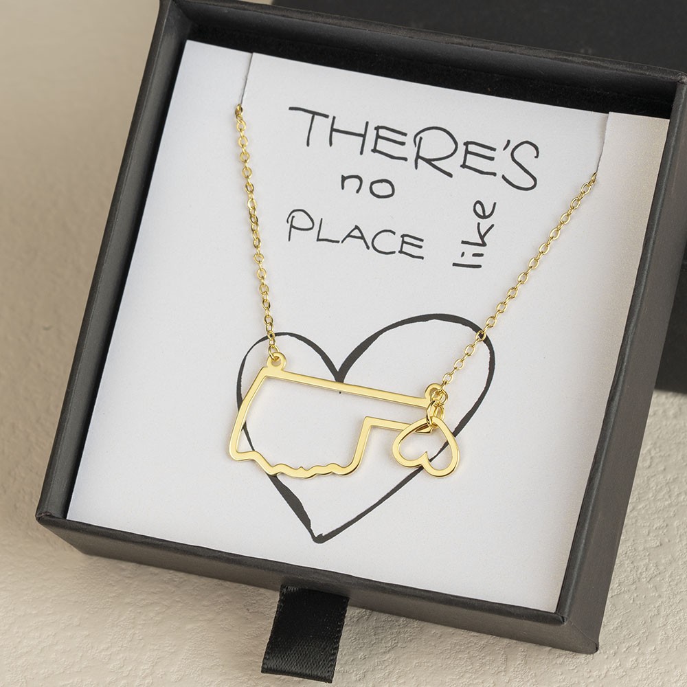 Personalised Gift for Her Home State Outline Best Friend Necklace There Is No Place Like