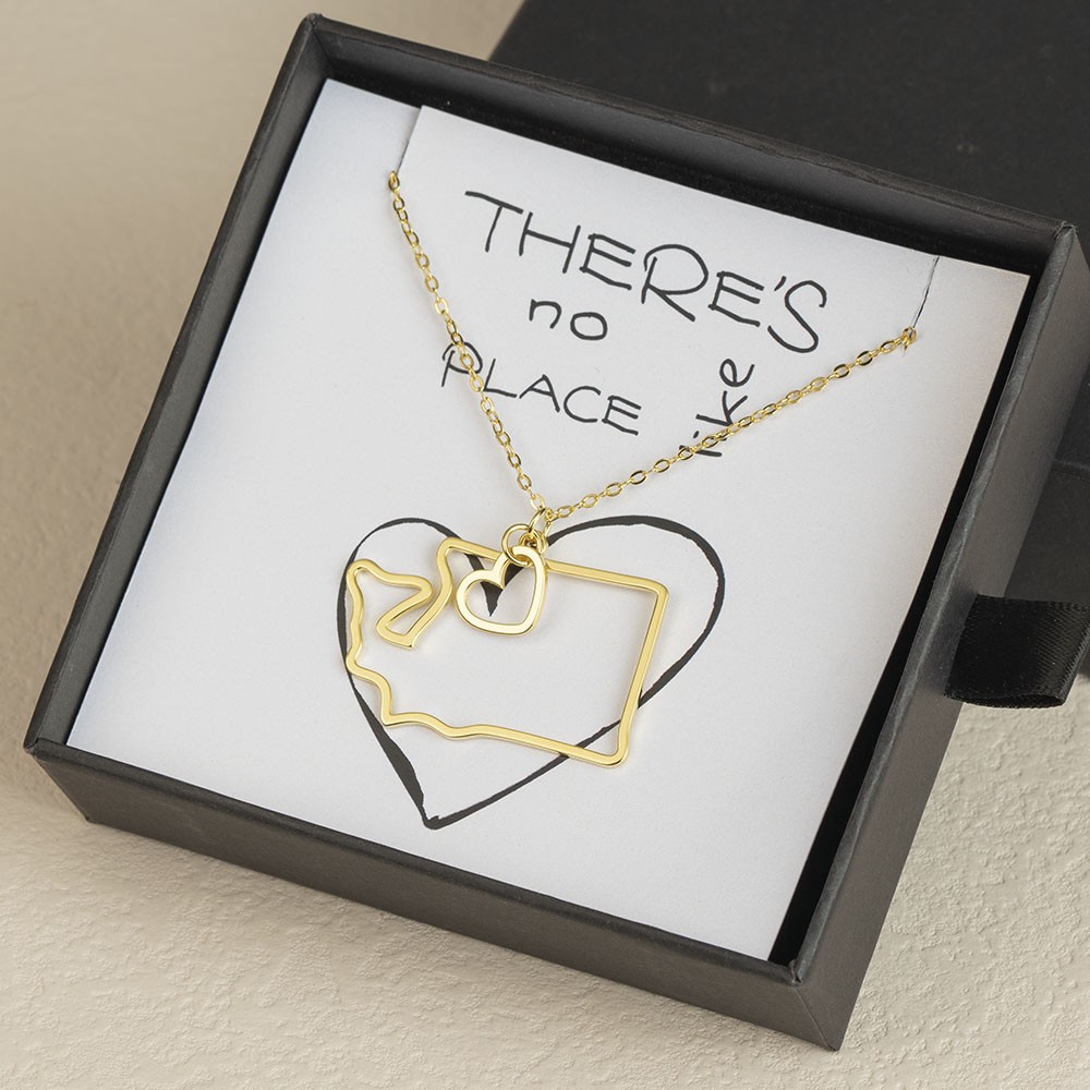 Personalised Gift for Her Home State Outline Best Friend Necklace There Is No Place Like