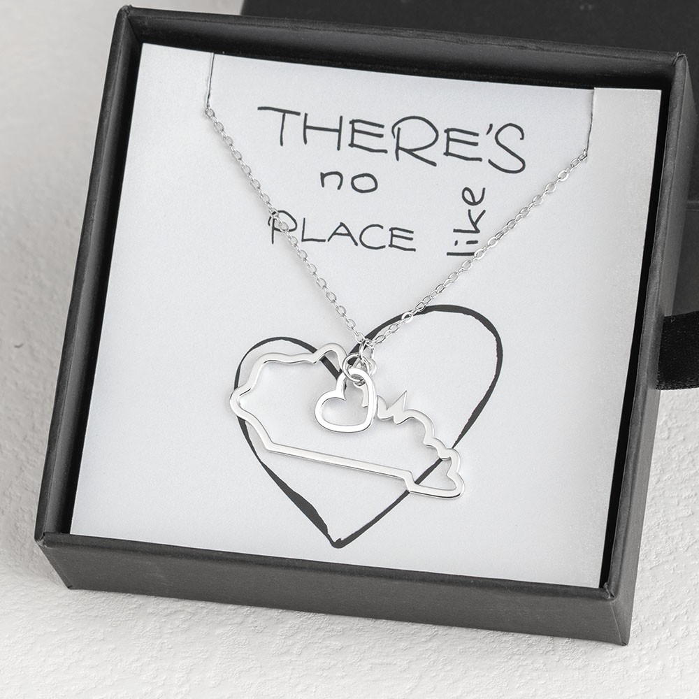 Personalised Gift for Her Home State Outline Best Friend Necklace There Is No Place Like