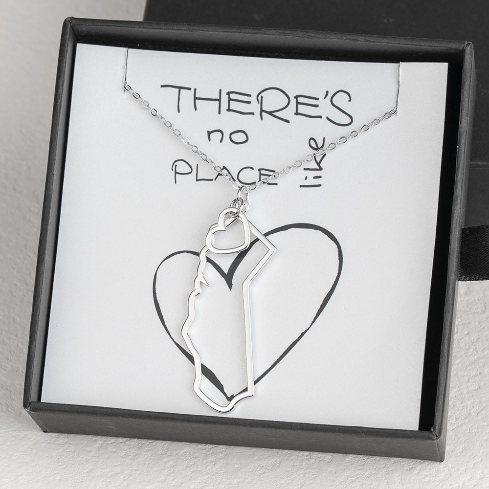 Personalised Gift for Her Home State Outline Best Friend Necklace There Is No Place Like