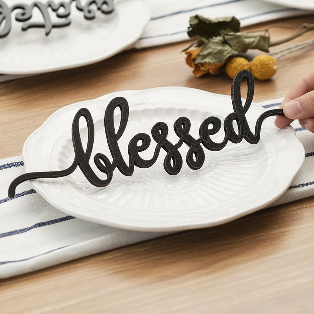 Thanksgiving Place Cards For Dining Table Decor Blessed Words Sign