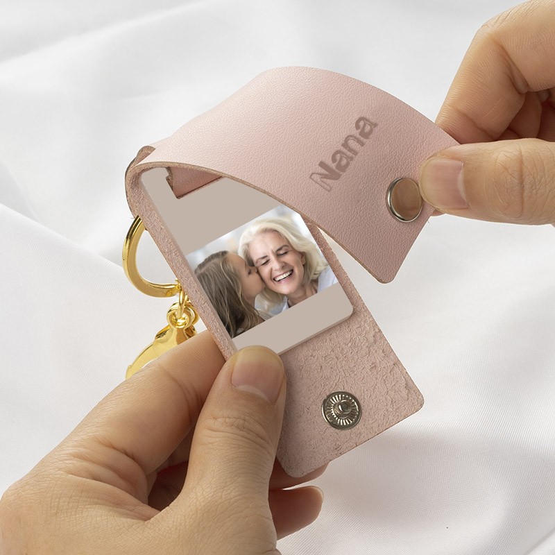 Personalised Pink Photo Keychain For Grandma