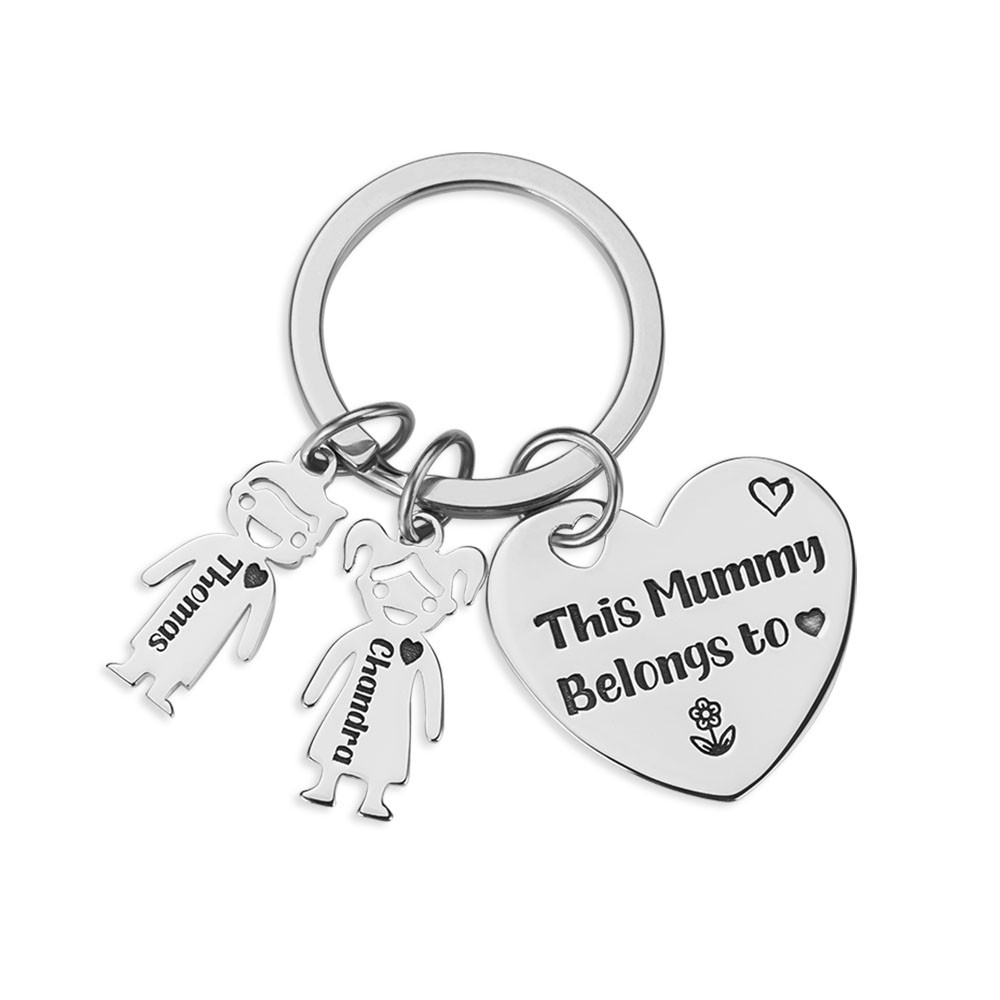 Personalised 1-10 Kids Charms Engraving Name Keychains Gifts For Mother's Day