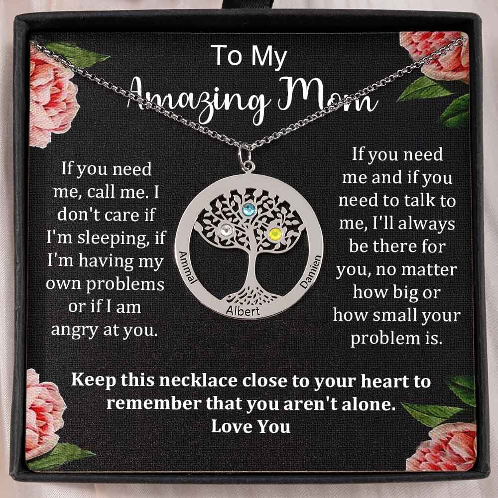 To My Mom Personalized Family Tree Necklaces With Names For Mother's Day Gift Ideas