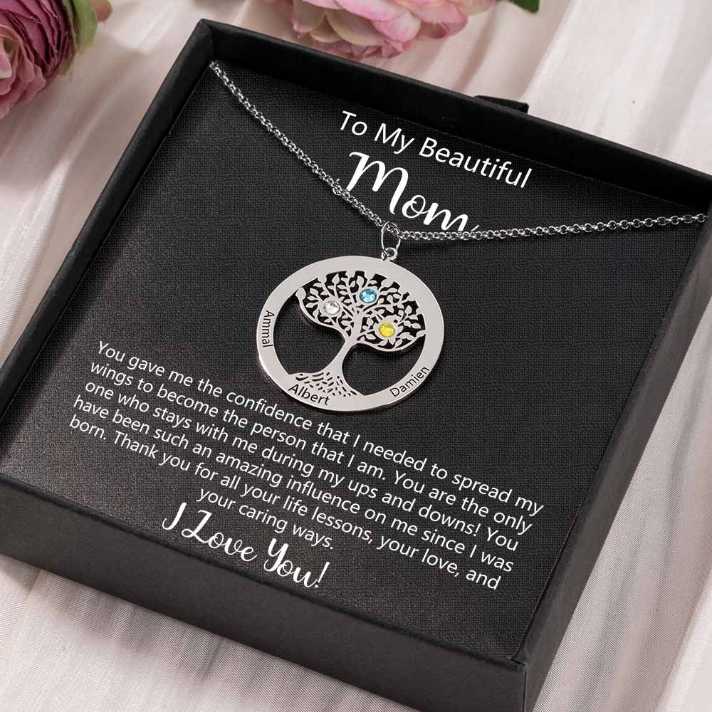 To My Mom Personalized Family Tree Necklaces With Names For Mother's Day Gift Ideas