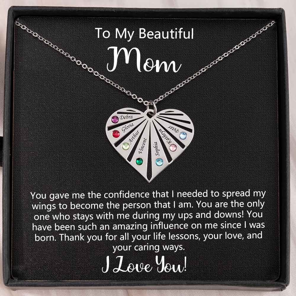 Personalized To My Mom Birthstone Heart Pendant Necklace Gift Ideas For Mother's Day