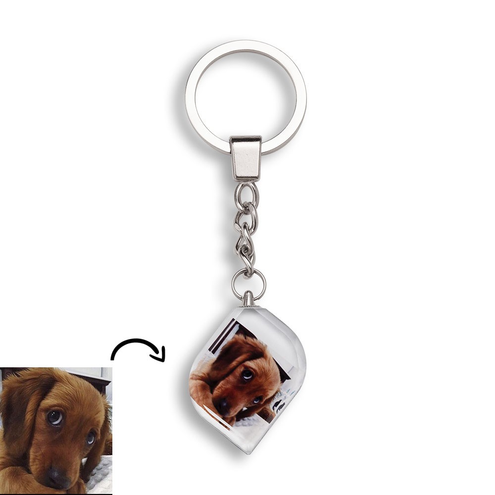 Custom Crystal Photo Keychain Personalised Picture Memorial Gifts