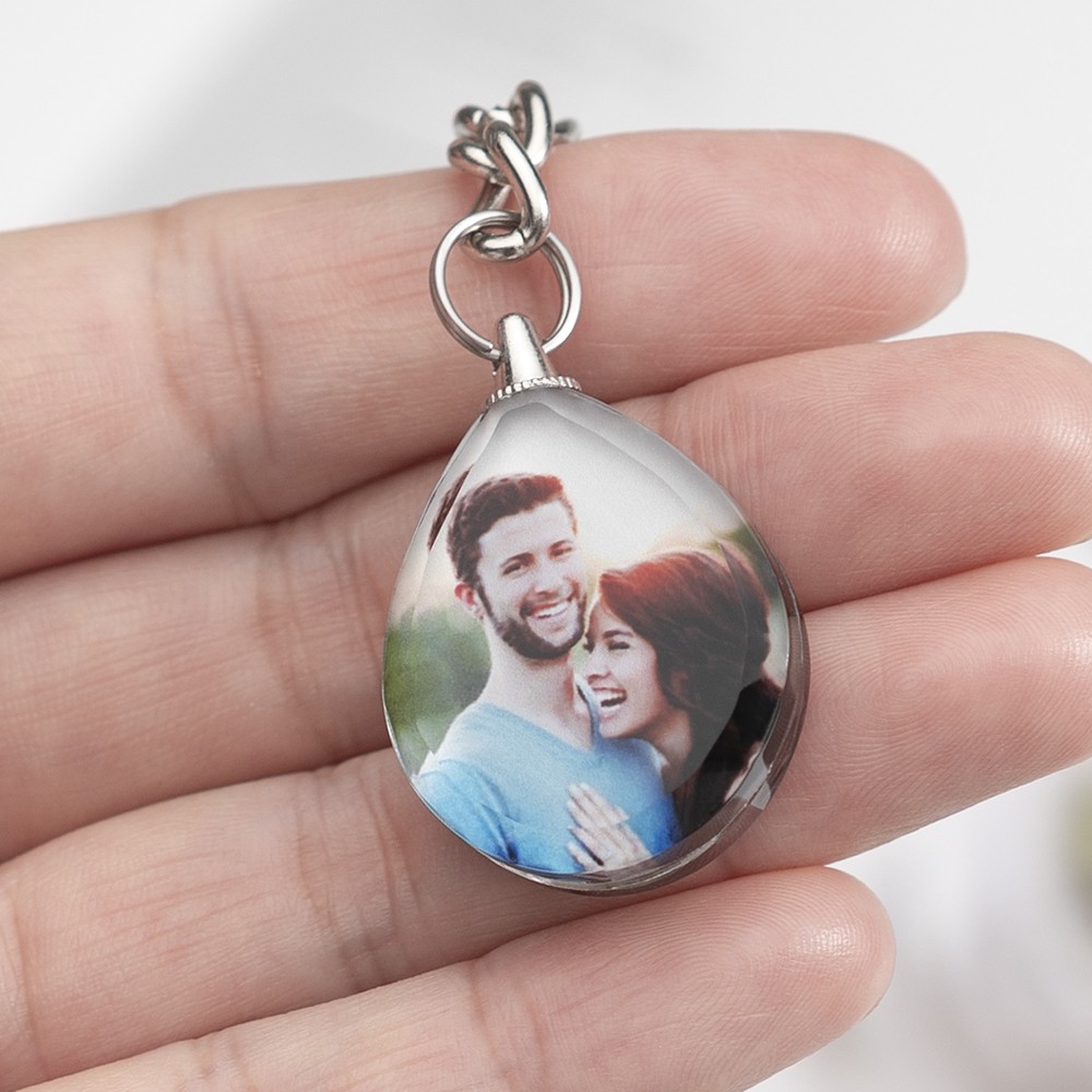 Custom Crystal Photo Keychain Personalised Couple Gifts