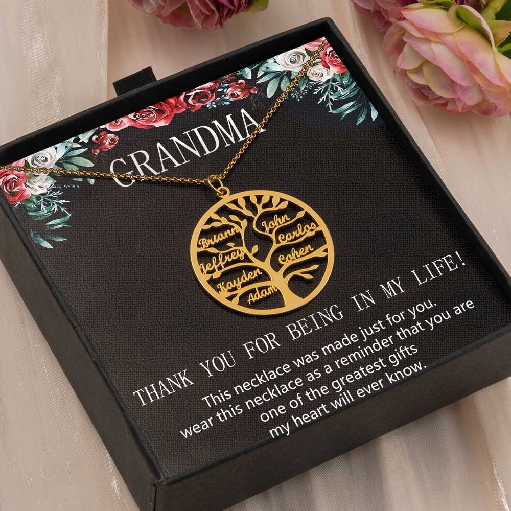 Personalized To My Grandma Family Tree Necklace From Grandkids Gift Ideas For Grandma Mother's Day