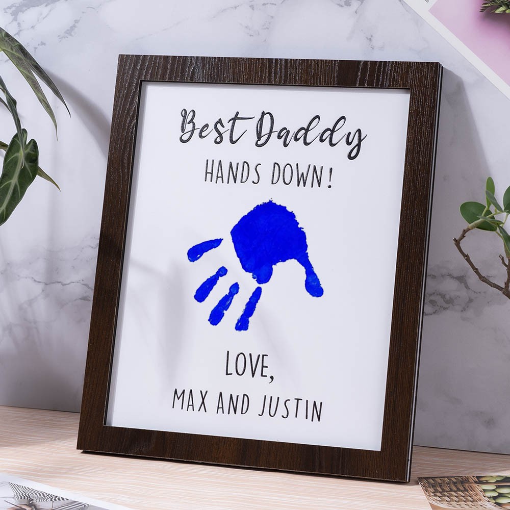 Best Daddy Hands Down Kids Child Handprint Frame With Personalised Name Engraving DIY Present