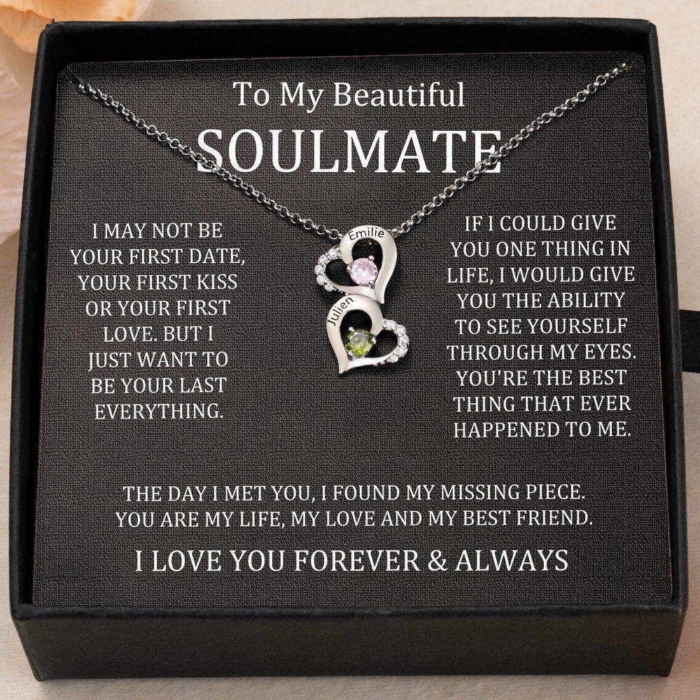 Custom To My Soulmate Heart Necklace Valentine's Day Couple Gift Ideas