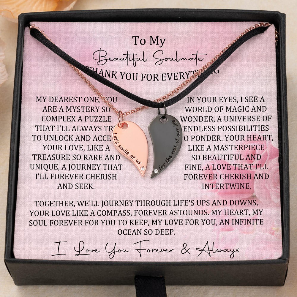 Custom To My Soulmate Heart Necklace Valentine's Day Couple Gift Ideas