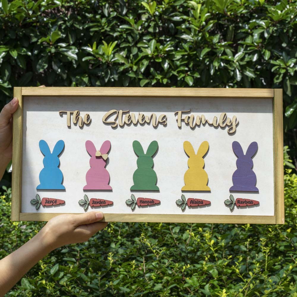 Easter Peeps Sign Personalised Engraved Name Wooden Bunny Home Decor Grandpa Grandma Gift