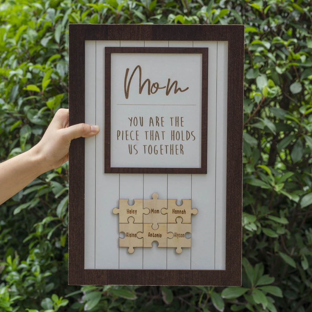 Personalised Mothers Day Gift Mom You Are The Piece That Holds Us Together Puzzles Pieces Name Sign Wall Decor