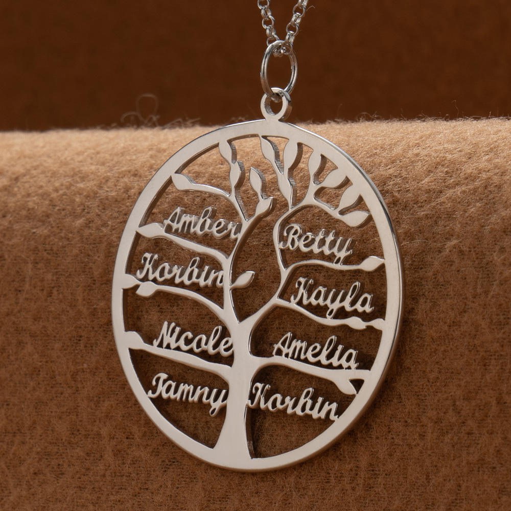 Personalised Family Tree Necklaces With Kids Name For Mother's Day Family Gift Ideas