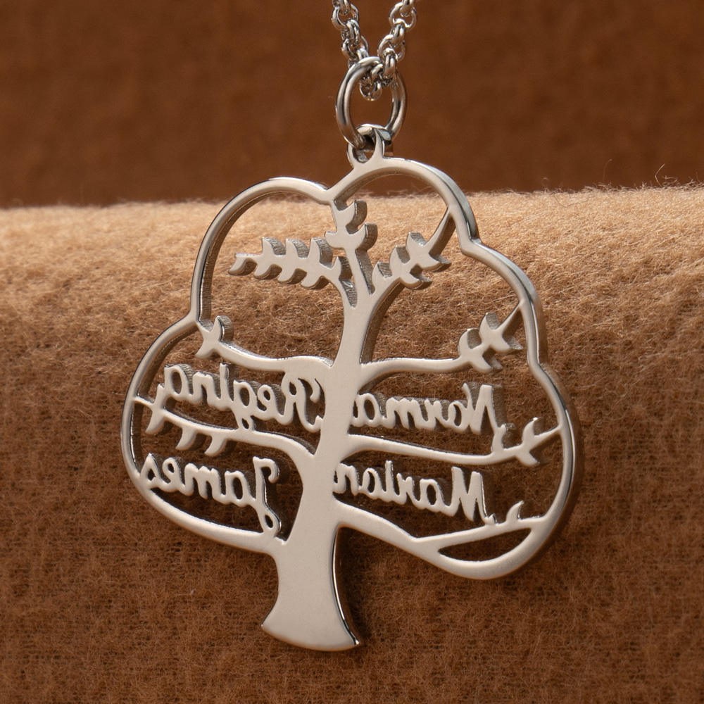 Custom Family Tree Name Engraved Necklaces