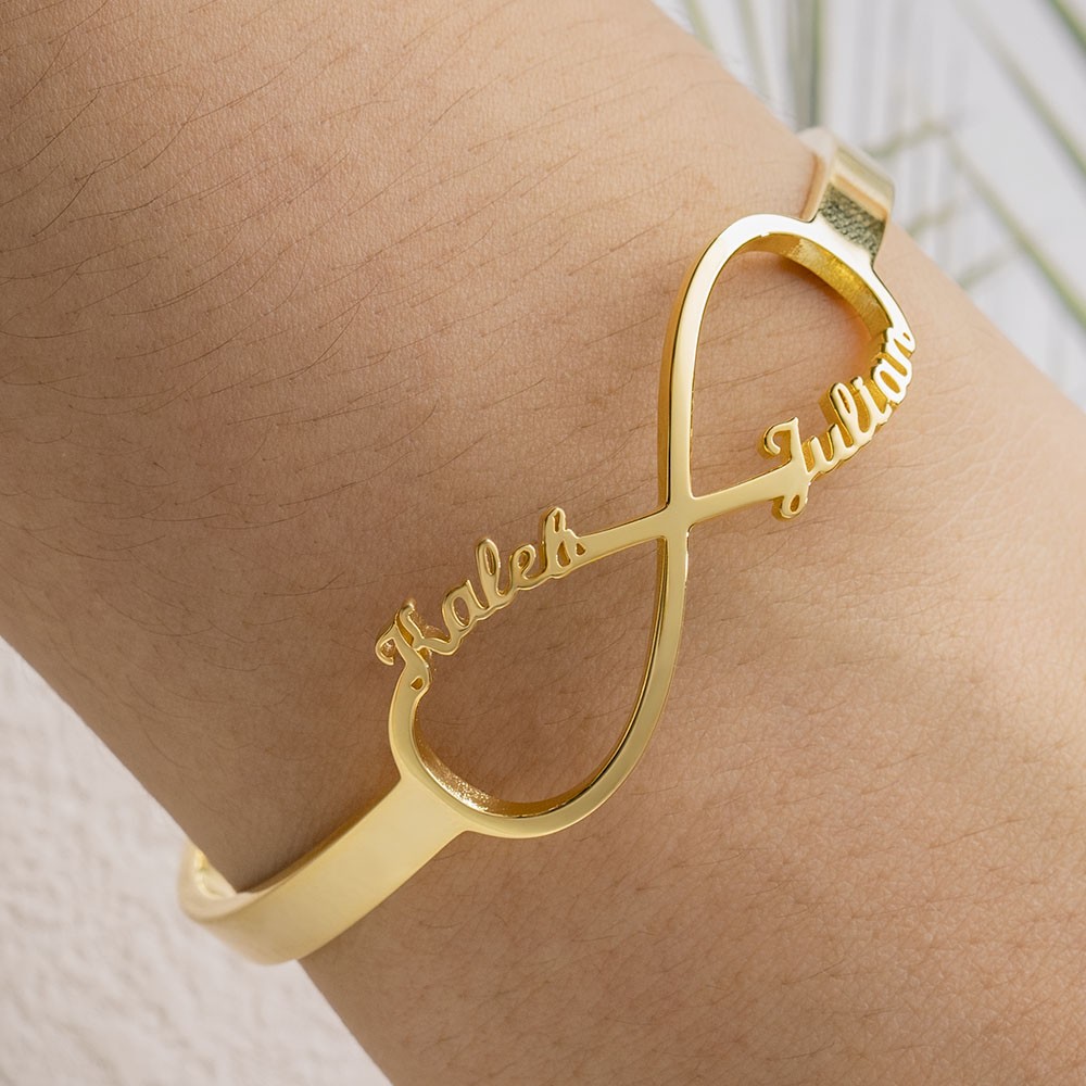 Personalised Infinity Name Bracelet Bangle With 1-6 Names