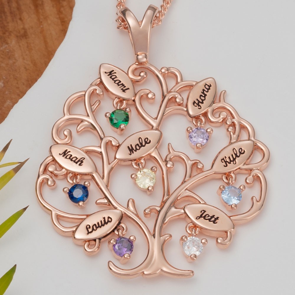 Personalised Family Tree Necklaces For Mother's Day Christmas Gift Ideas