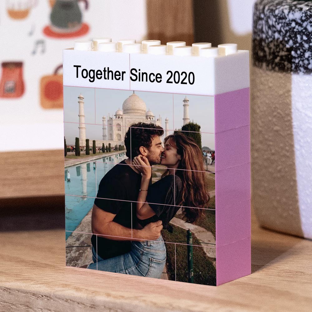 Custom Photo Block Puzzle Building Brick Gift For Her Valentine's Day