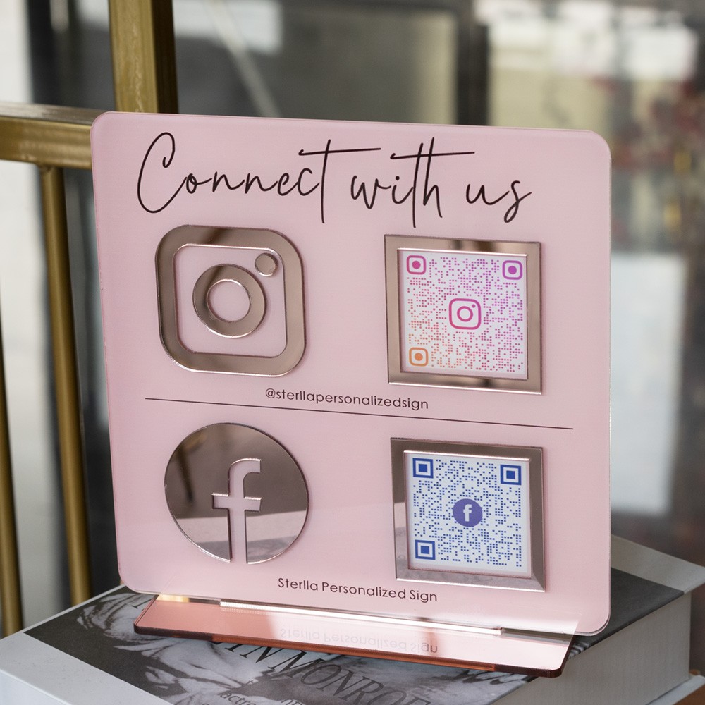 Personalised Instagram Facebook QR Code Sign Business Social Media Sign