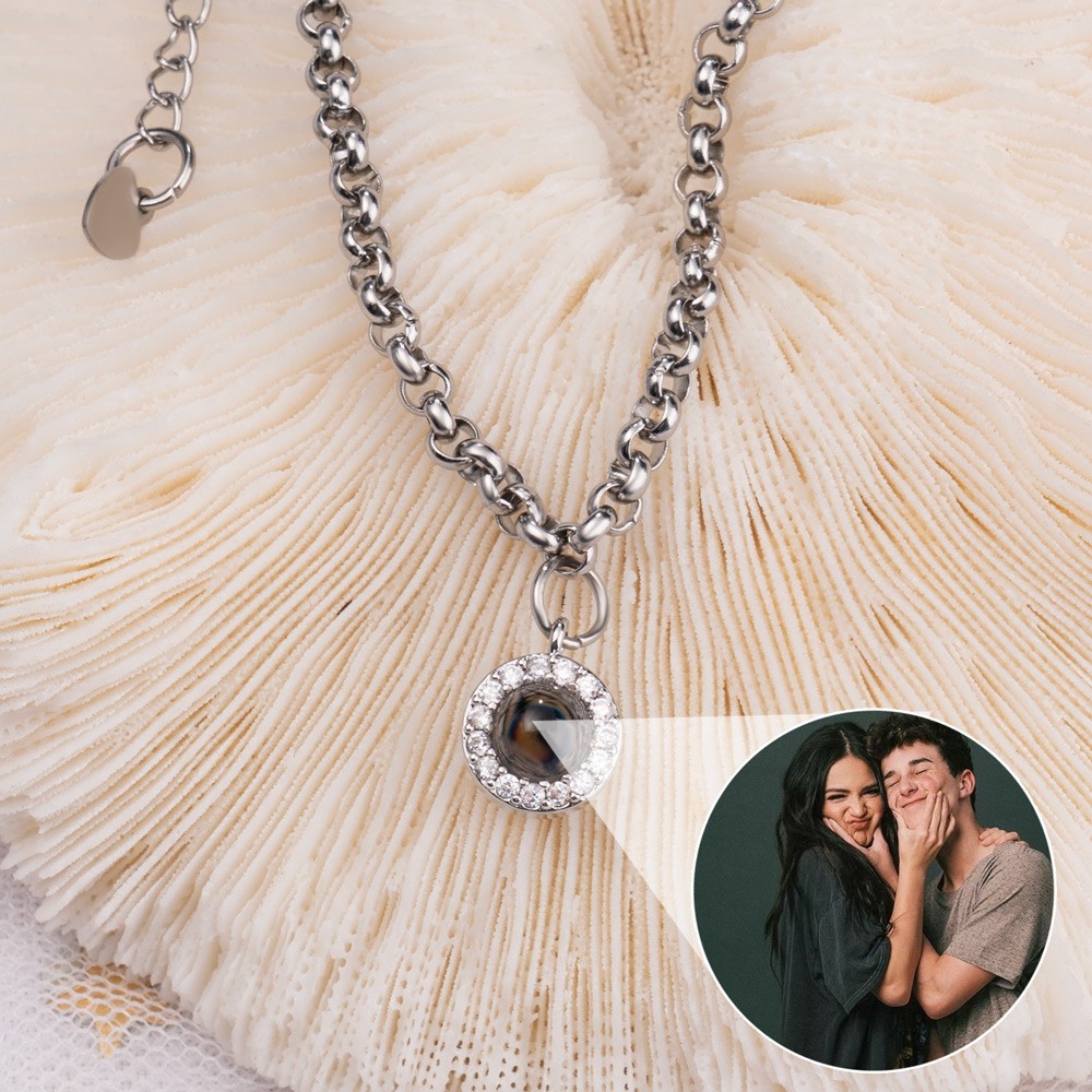 Custom Photo Projection Charm Necklace For Couple Valentine's Day Gift Ideas