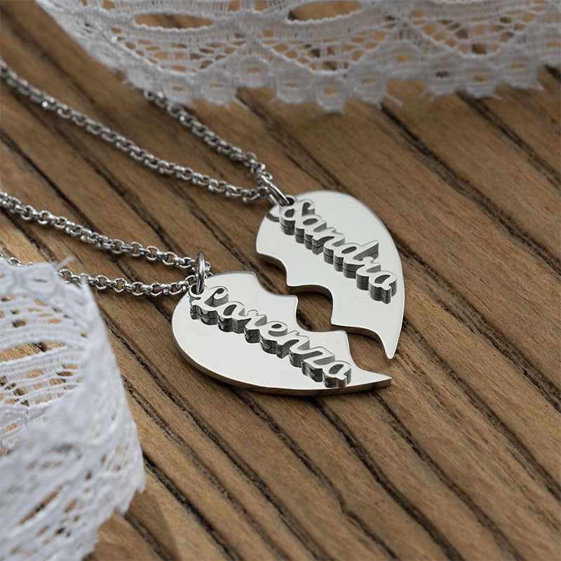 Silver Personalised Couple Name Necklace Valentine's Day Gift