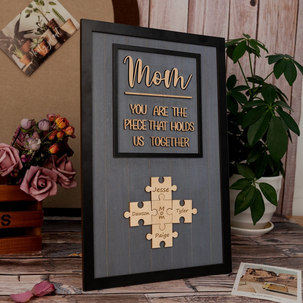 Mum Puzzle Sign Personalized Mother's Day Wood Sign Gift Ideas Piece That Holds Us Together