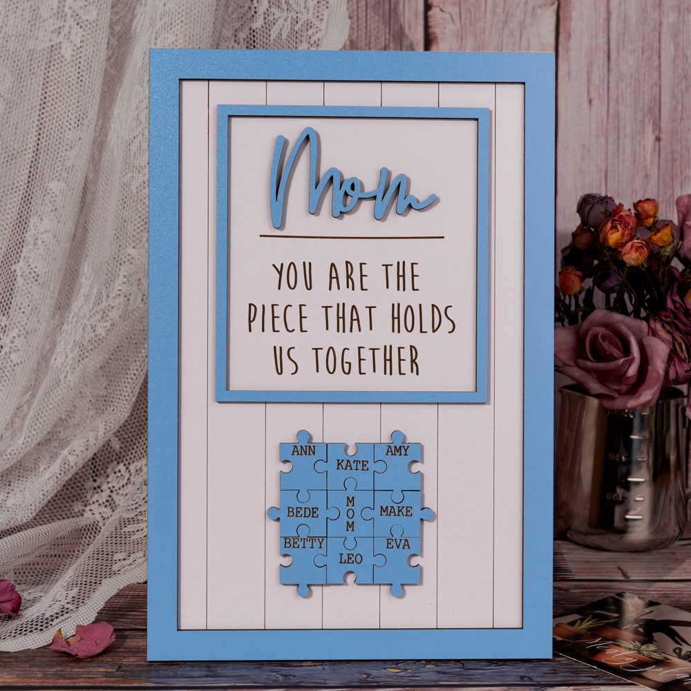 Mum Puzzle Sign Personalized Mother's Day Wood Sign Gift Ideas Piece That Holds Us Together