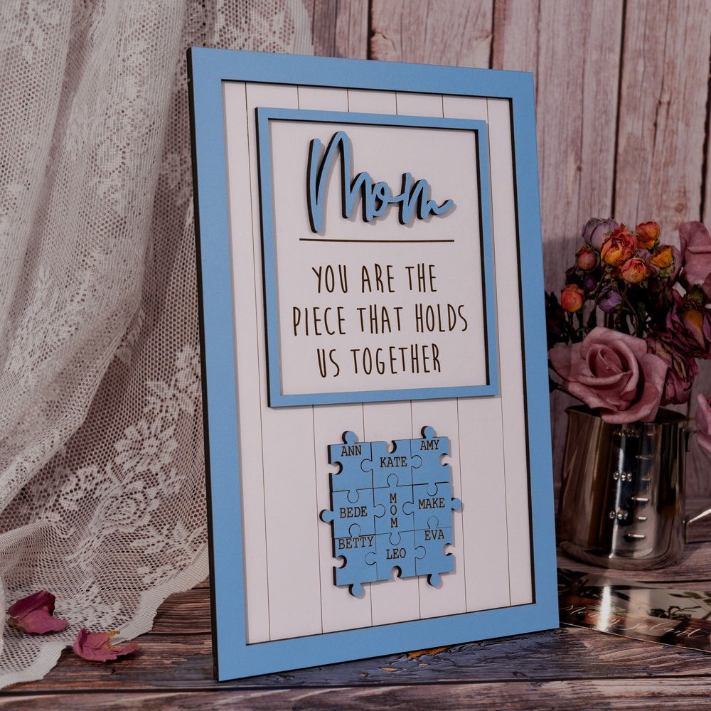 Mum Puzzle Sign Personalized Mother's Day Wood Sign Gift Ideas Piece That Holds Us Together