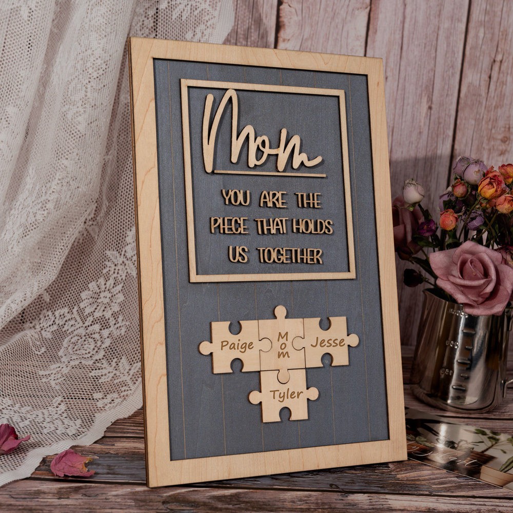 Mum Puzzle Sign Personalized Mother's Day Wood Sign Gift Ideas Piece That Holds Us Together