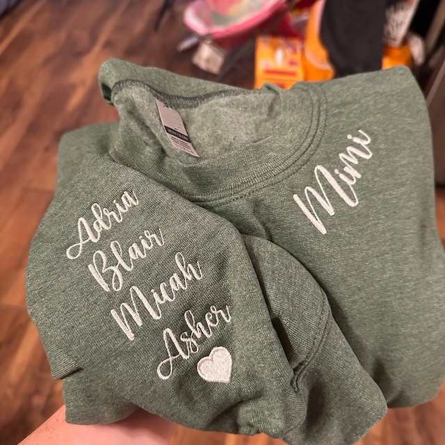 Custom Embroidered Mimi Sweatshirt Hoodie with Kids Names For Mother's Day Gift Ideas