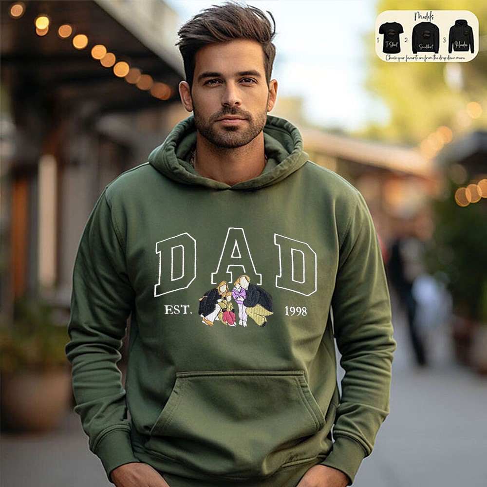 Custom Embroidered Dad Sweatshirt Hoodie with Photo For Father's Day Gift