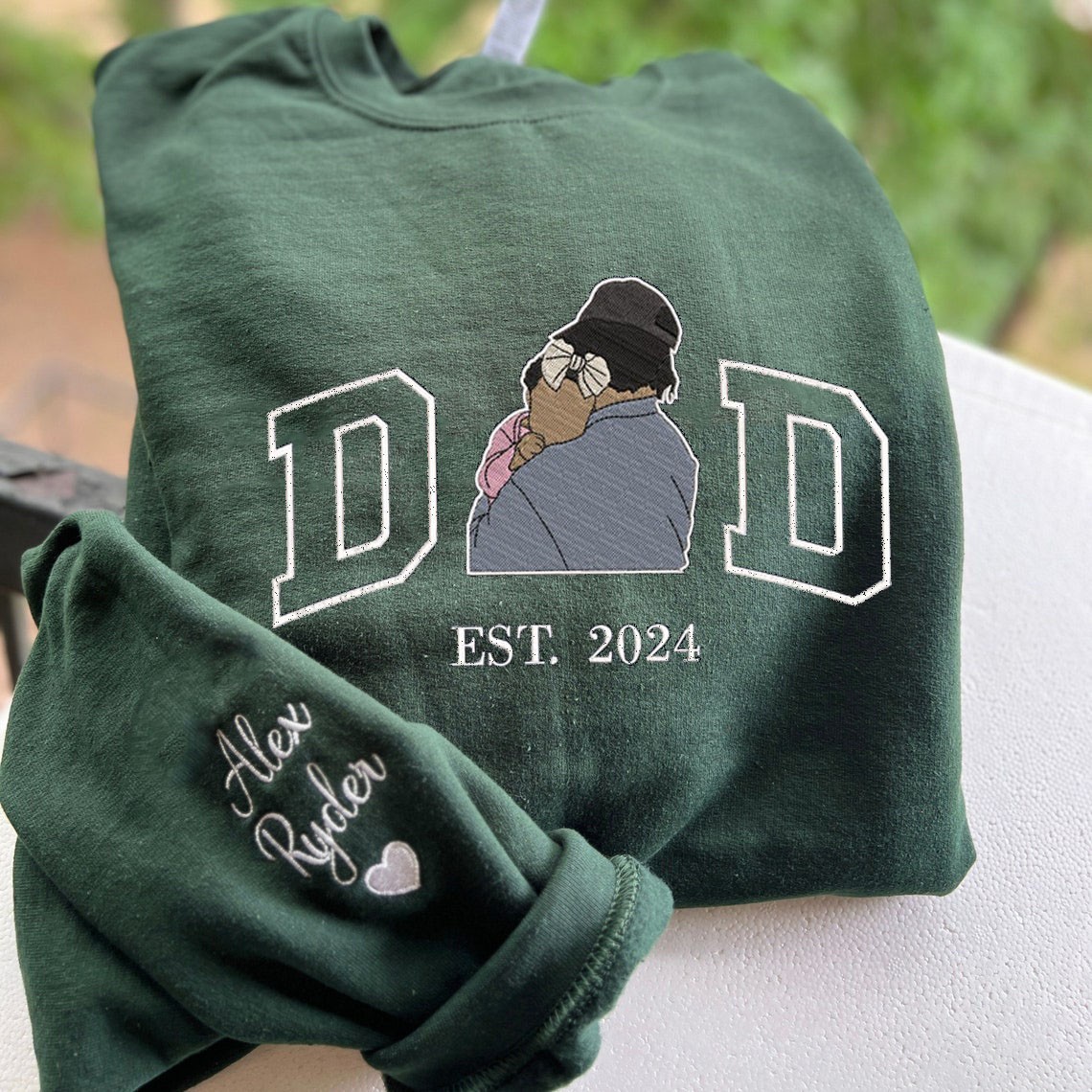 Custom Embroidered Dad Sweatshirt Hoodie with Photo For Father's Day Gift