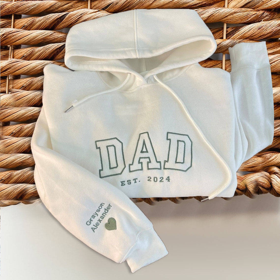 Custom Embroidered Dad Sweatshirt Hoodie with Kids Names For Father's Day Gift Ideas