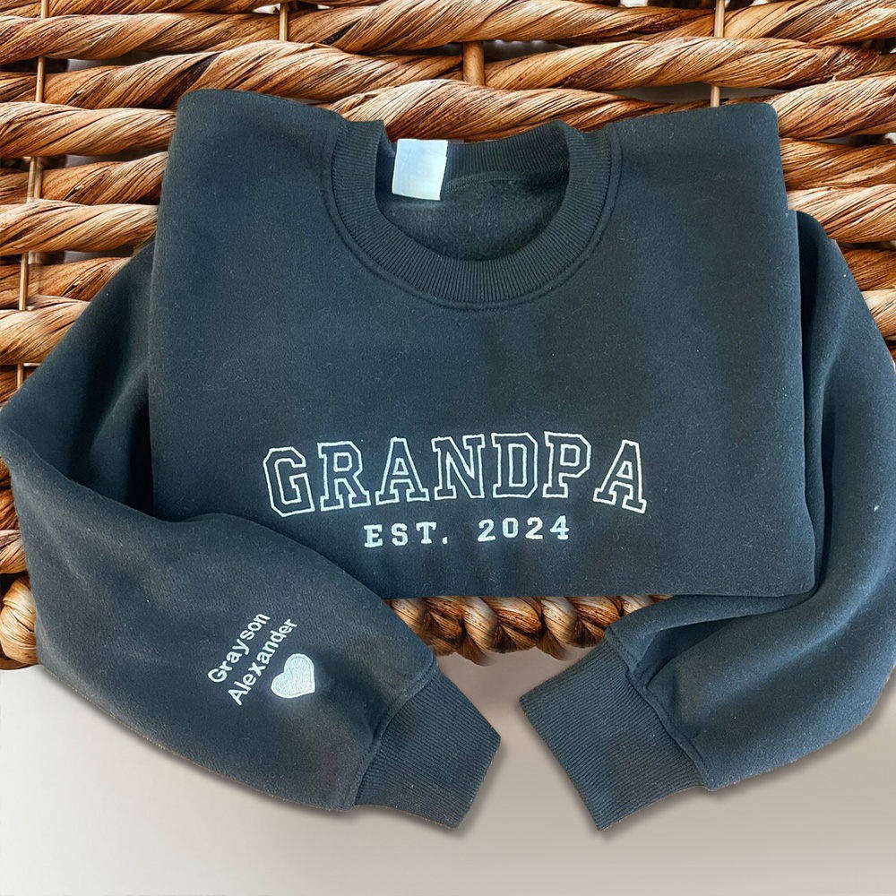 Custom Embroidered Dad Sweatshirt Hoodie with Kids Names For Father's Day Gift Ideas